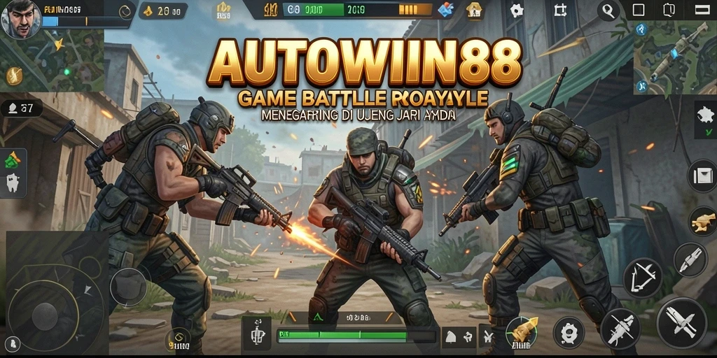 Screenshot gameplay AUTOWIN88 yang penuh aksi Battle Royale.