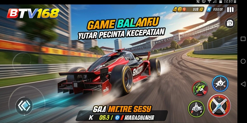 Screenshot BTV168 menampilkan aksi balapan yang mendebarkan di lintasan kota.