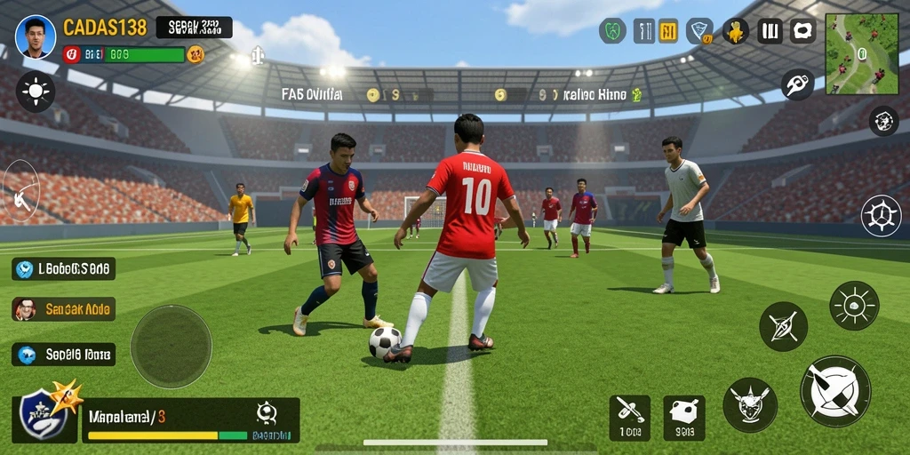 Tampilan gameplay <strong>CADAS138</strong> yang mendebarkan dalam aksi sepak bola.