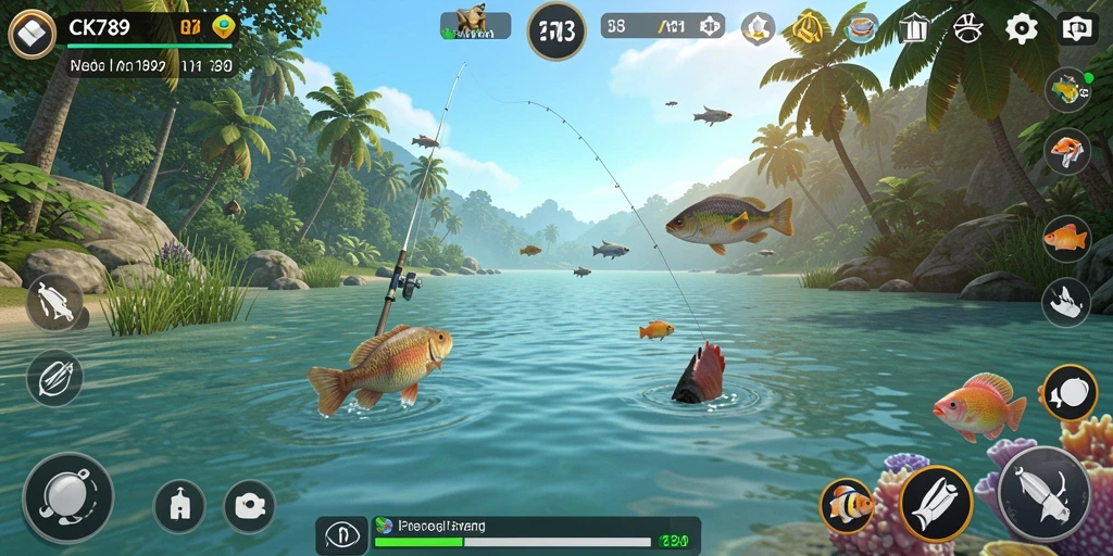 Screenshot CK789 menampilkan aksi memancing yang seru dan mendebarkan.