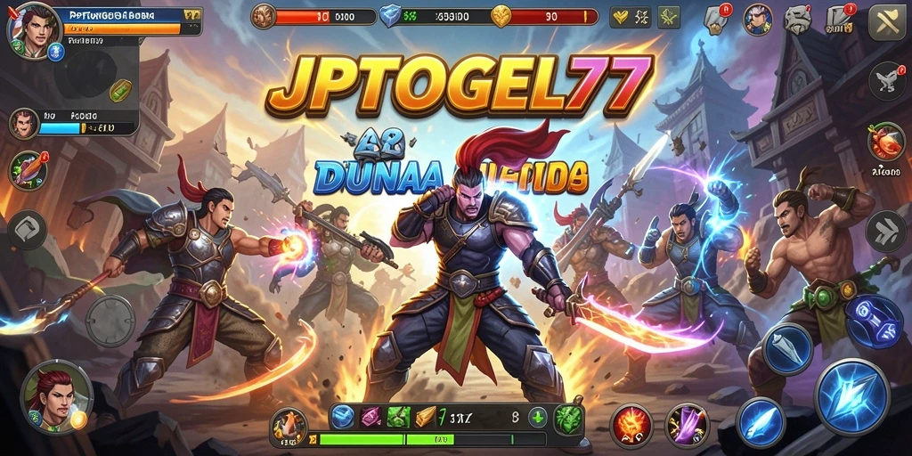 Screenshot menunjukkan pertarungan epik penuh aksi di JPTOGEL77.