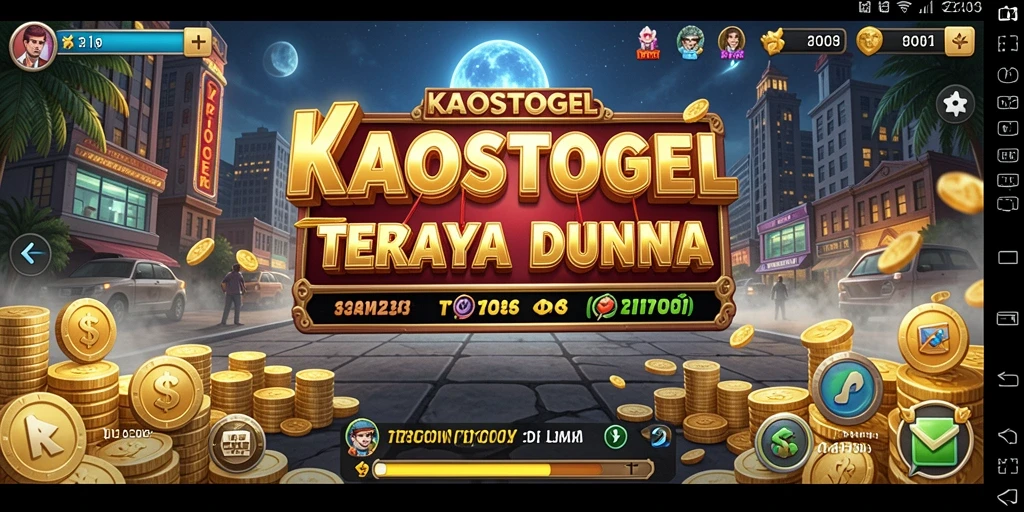 Tangkapan layar gameplay KAOSTOGEL menunjukkan interaksi dinamis dalam mengelola bisnis.