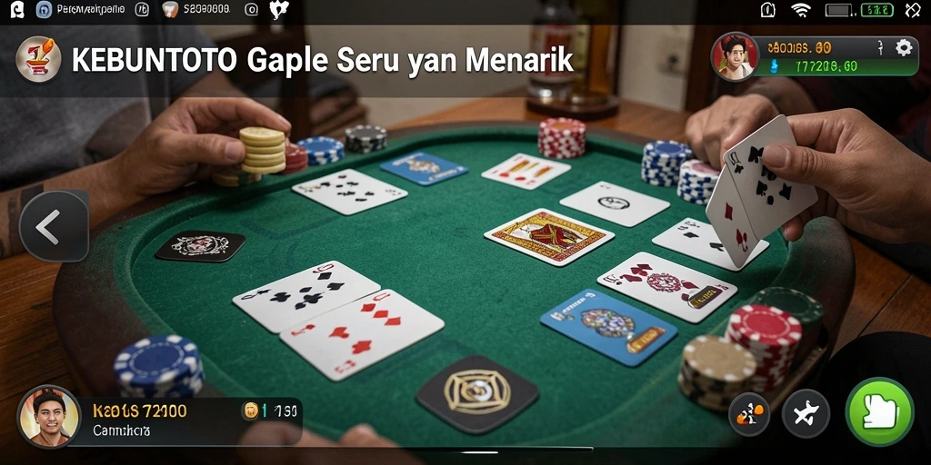 Tampilan gameplay seru KEBUNTOTO dengan pemain menikmati Gaple.