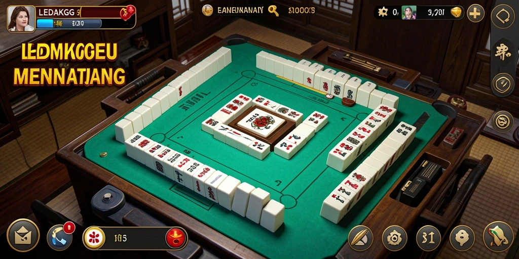 Screenshot gameplay LEDAKGG dengan tampilan Mahjong yang menarik.