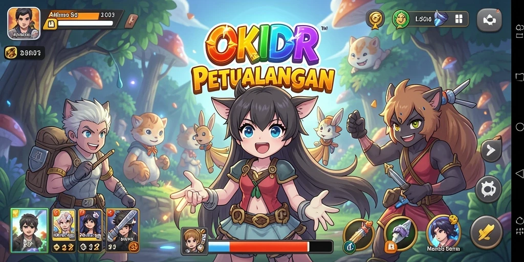 Screenshot dari gameplay OKIDR dengan karakter Anime yang menawan.