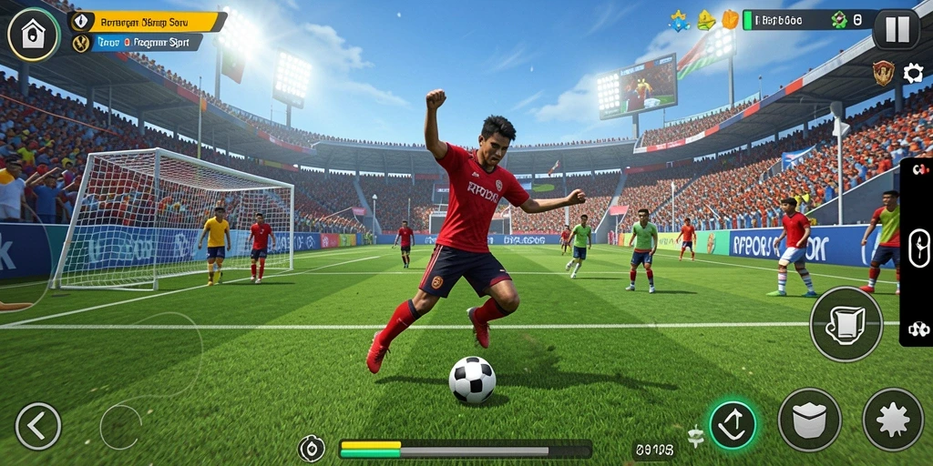 Tampilan gameplay seru dalam RPOK dengan aksi olahraga yang mendebarkan.