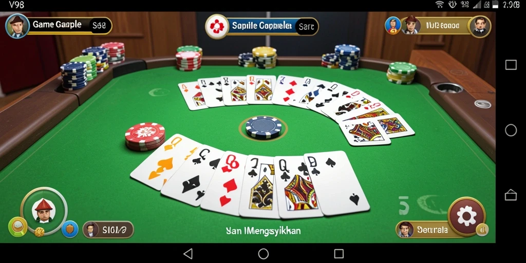 Tampilan screenshot V98 menunjukkan permainan Gaple yang menarik.